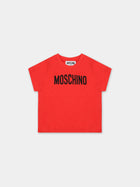 T-shirt rossa per neonati con logo,Moschino Kids,MUM03U LAA23 50109